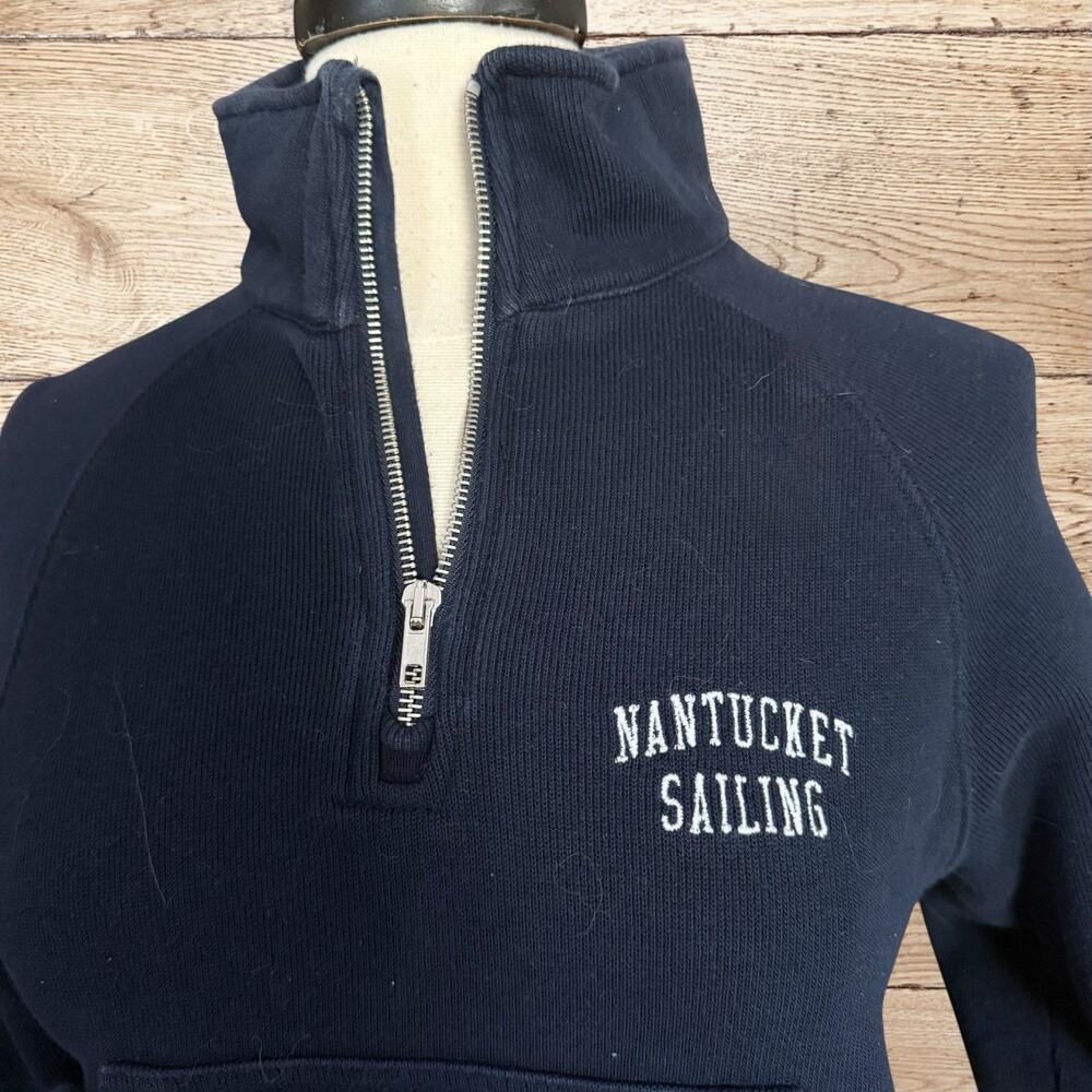 Brandy Melville Nantucket Sailing Cropped Sweatshirt Sz S Quarter Zip Italy made